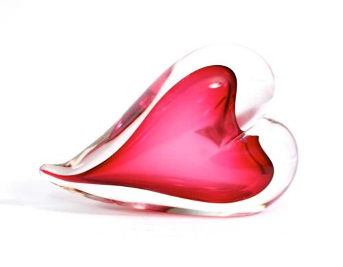 Ruby Heart Paperweight #1566 by Correia Art Glass