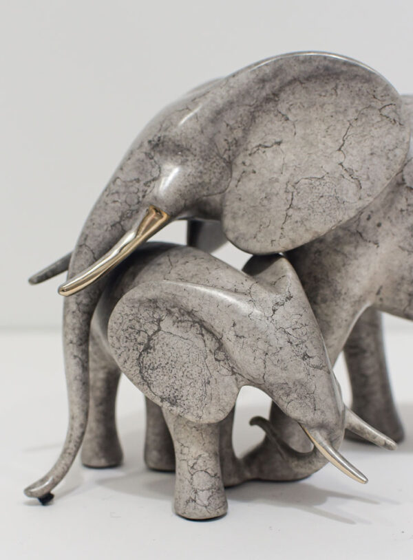 Tender Elephants Sculpture 529 by Loet Vanderveen. Two elephants, mother and baby elephant