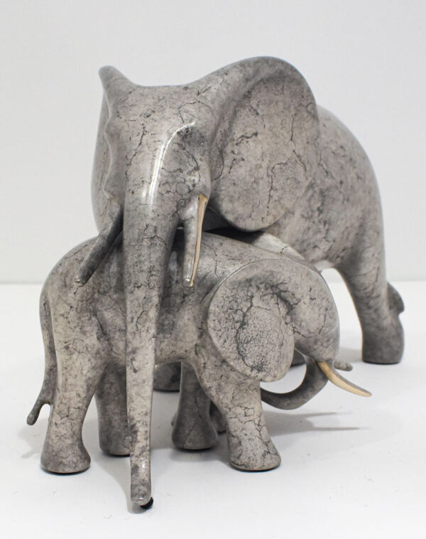 Tender Elephants Sculpture 529 by Loet Vanderveen. Two elephants, mother and baby elephant