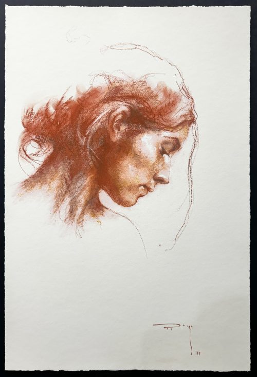Maria by Jose Royo at Art Leaders Gallery. Limited Edition serigraph with pastel embellishements.