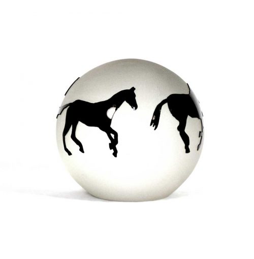 Black and White Horses Paperweight #8148 by Correia Art Glass