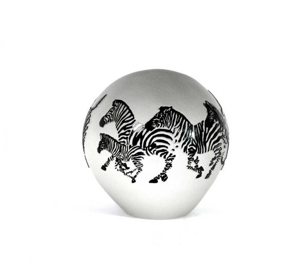 Black and White Zebras Paperweight #8177 by Correia Art Glass