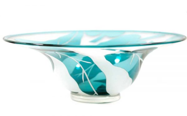 Emerald Leaves Bowl #8490 by Correia Art Glass