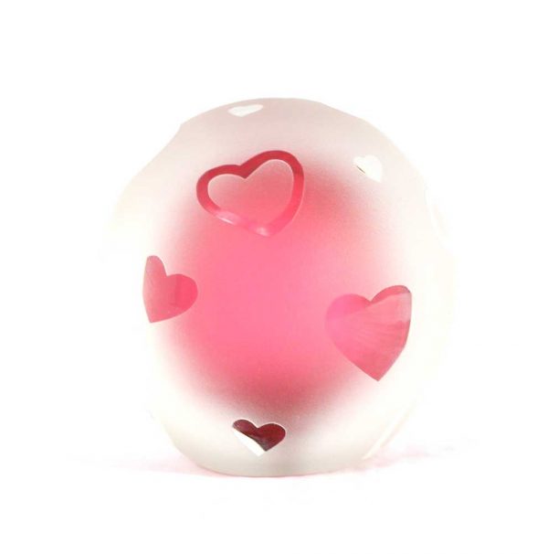 Ruby and Clear Hearts Paperweight #8566 by Correia Art Glass