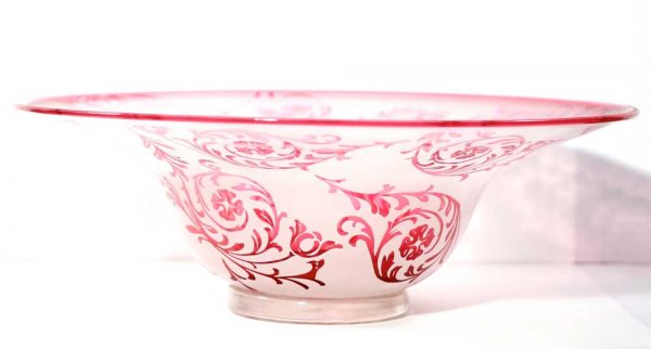 Ruby Etched Bowl #8601 by Correia Art Glass