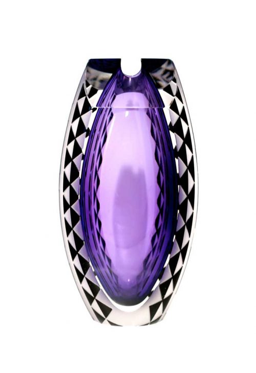 Lilac and Black Elite Tuxedo Vase #8625by Correia Art Glass