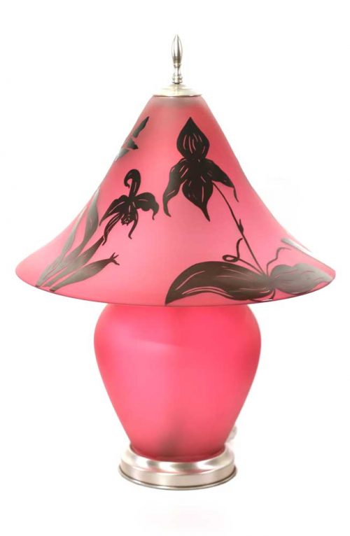 Ruby and Black Orchid Glass Lamp #8629 by Correia Art Glass