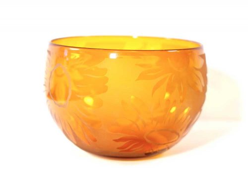 Amber Sunflowers Bowl #8631 by Correia Art Glass