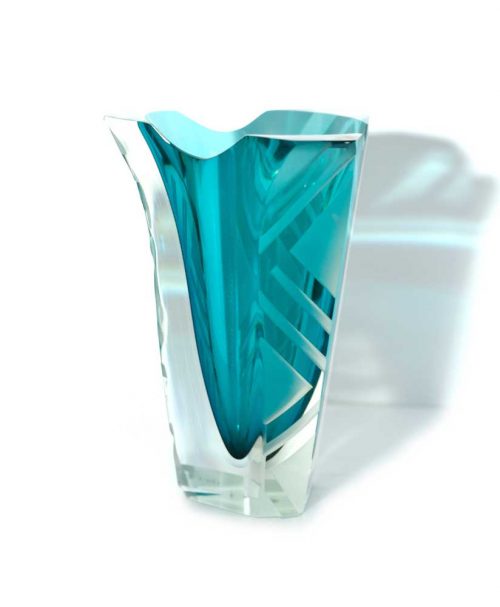 Emerald Elite Etched Vase #9110 by Correia Art Glass