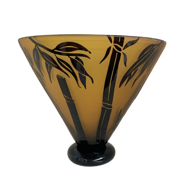 Amber and Black Bamboo Bowl by Correia Glass at Art Leaders Gall