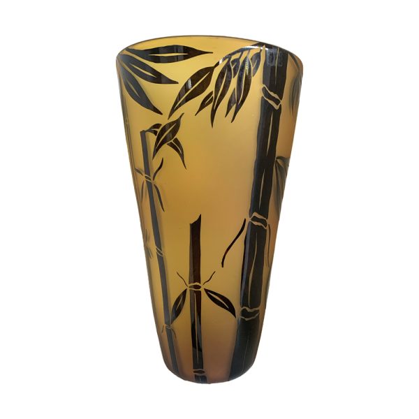 Amber and Black Bamboo Vase by Correia Glass at Art Leaders Gallery