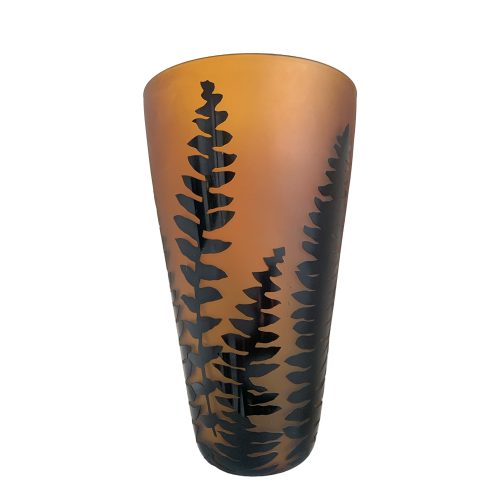 Amber and Black Fern Vase by Correia Glass at Art Leaders Gallery