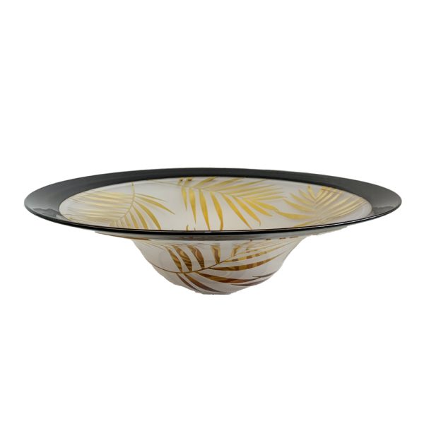 Amber and Black Palm Leaves Bowl by Correia Glass at Art Leaders Gallery