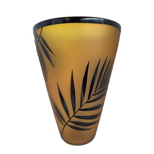 Amber and Black Palm Vase by Correia Glass at Art Leaders Gallery