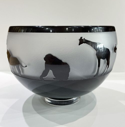 Black and White Safari Animals Bowl by Correia Glass