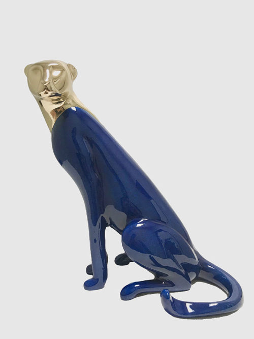 Blue and Gold Cheetah Sculpture