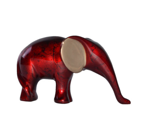 Classic Baby Elephant Sculputre 468 by Loet Vanderveen shown in the marbled red patina.