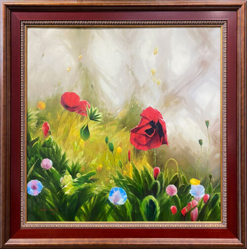 Floral Painting of Red Poppies
