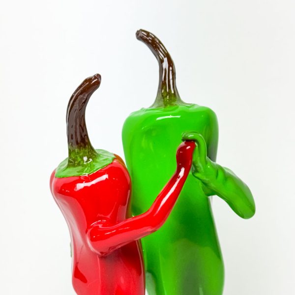 Hot Salsa from the Out of the Bowl Series by Thad Markham. Red and Green peppers dancing the salsa.