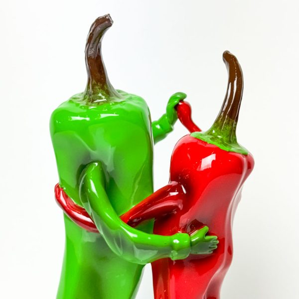Hot Salsa from the Out of the Bowl Series by Thad Markham. Red and Green peppers dancing the salsa.