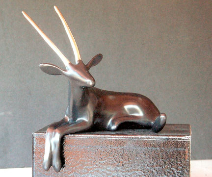 Seated Oryx Sculpture 500 by Loet Vanderveen at Art Leaders Gallery, voted “Michigan’s Best Fine Art Gallery” is located in the heart of West Bloomfield. This full service fine art gallery is the destination for all your art and custom picture framing needs. Our extensive inventory of art includes styles ranging from contemporary to traditional. The gallery represents international, national and emerging new talent as well as local Michigan artists.