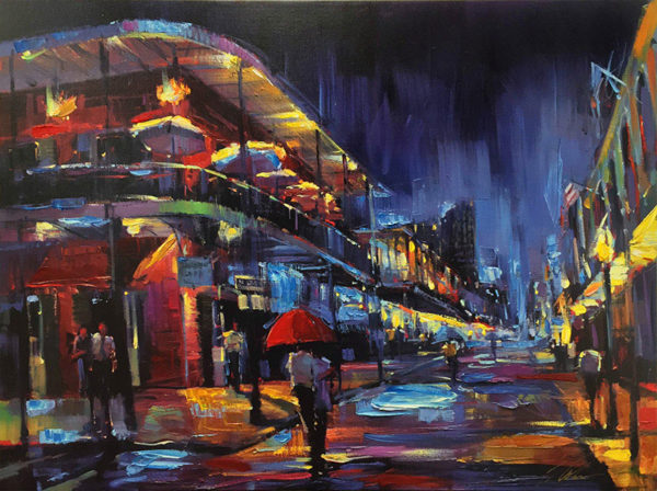 Nighttime painting of New Orleans
