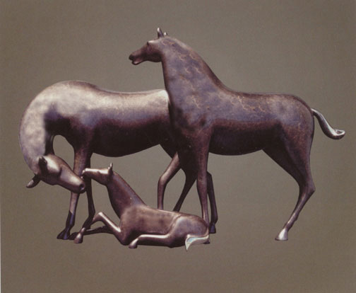 Large Horse Family Sculpture 390 by Loet Vanderveen at Art Leaders Gallery, voted “Michigan’s Best Fine Art Gallery” is located in the heart of West Bloomfield. This full service fine art gallery is the destination for all your art and custom picture framing needs. Our extensive inventory of art includes styles ranging from contemporary to traditional. The gallery represents international, national and emerging new talent as well as local Michigan artists.
