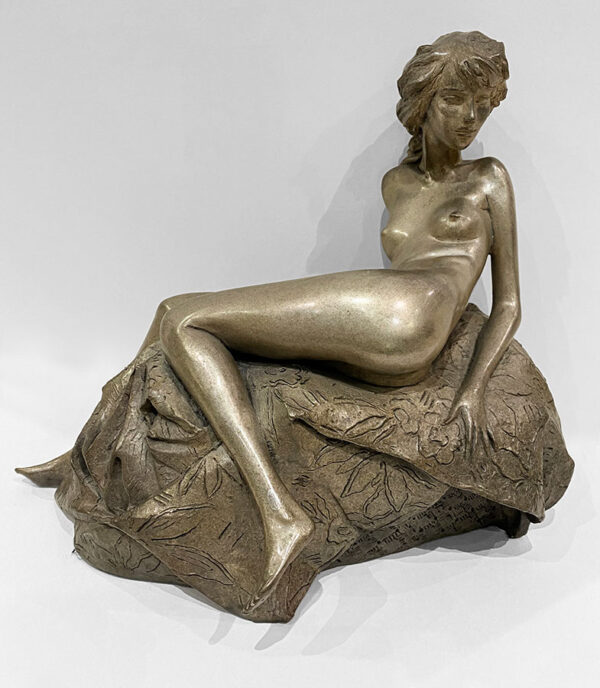 Female Bronze Sculpture with Silver Patina