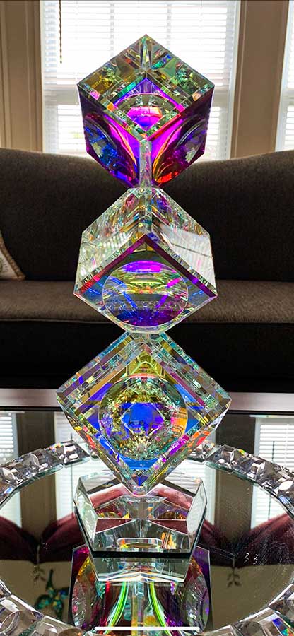 3 Crystal Cube Glass Sculpture