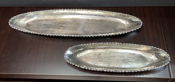Michael Aram Molten Frost Long Oval Dish Set stainless steel boat table art