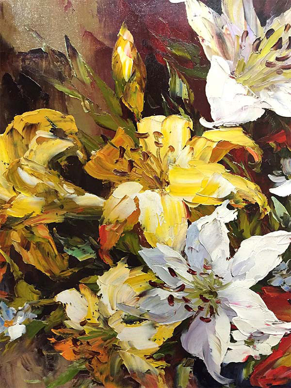 Lily Bouquet by Jamie Lisa at Art Leaders Gallery, voted “Michigan’s Best Fine Art Gallery” is located in the heart of West Bloomfield. This full service fine art gallery is the destination for all your art and custom picture framing needs. Our extensive inventory of art includes styles ranging from contemporary to traditional. The gallery represents international, national, and emerging new talent as well as local Michigan artists.