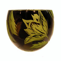 Chartreuse and Black Tulips Bowl 8597 Correia Glass
