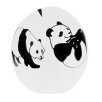 Black and White Pandas Paperweight 8481 Correia Glass