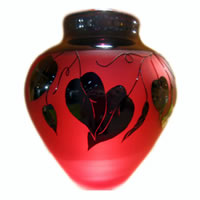 Ruby in Black Vines Vase 8605 Correia Glass