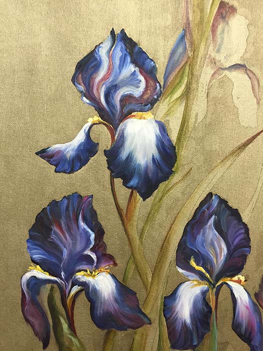 Three Irises by Mary Dulon, Detail
