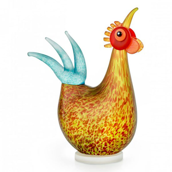 Olive Glass Chicken Sculpture