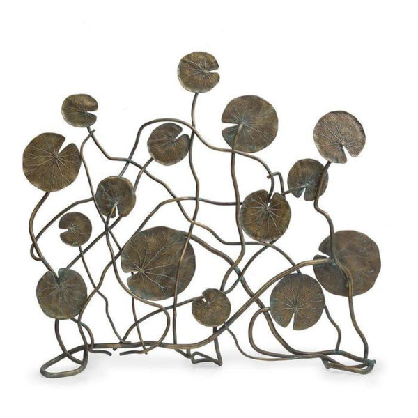 Oxidized Bronze Lily Pad Decorative Firescreen by Michael Aram at Art Leaders Gallery