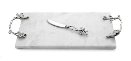 White Orchid Cheese Board with Knife, Item #111863