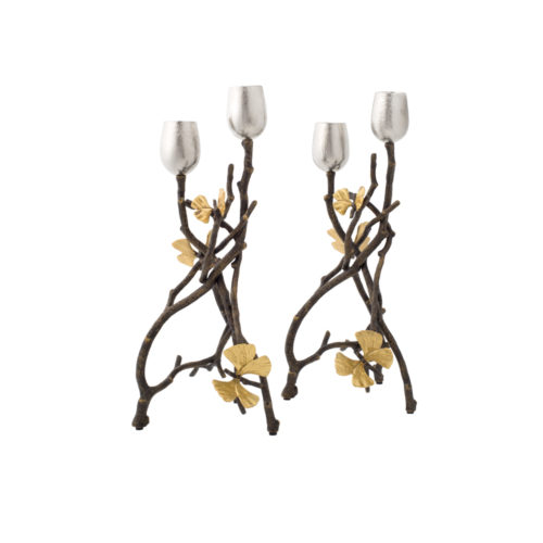 Butterfly Ginko Candleholders - Oxidized, Item #175791 (Set of 2)