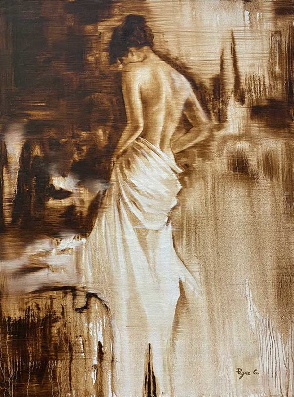 Ink Painting of Female Figure with Sepia Colors