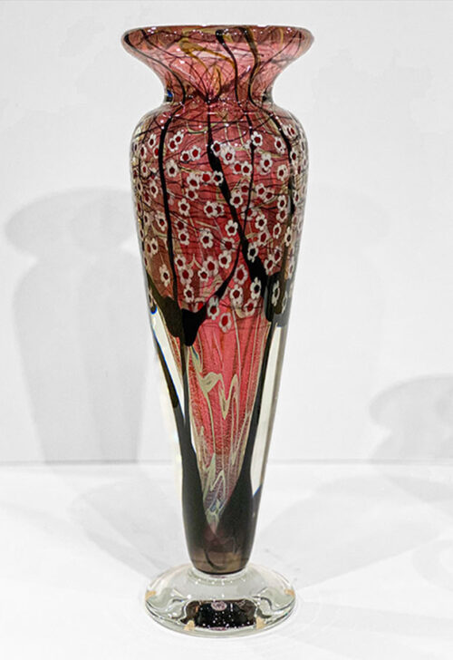 Red Glass Floral Vase