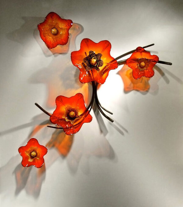 Red Poppy Glass Floral Wall Sculpture