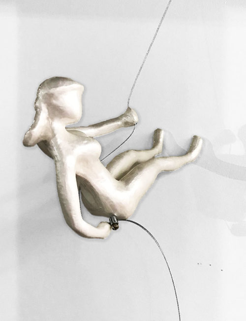 White Female Climber Sculpture