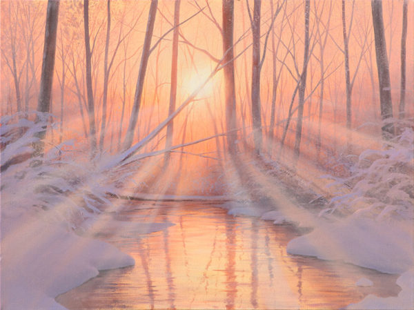 Dawn Frost by Alexander Volkov; mountain trail lit by moonlight