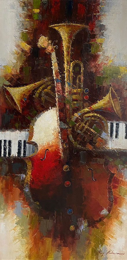 Oil Painting of Musical Instrument Collage