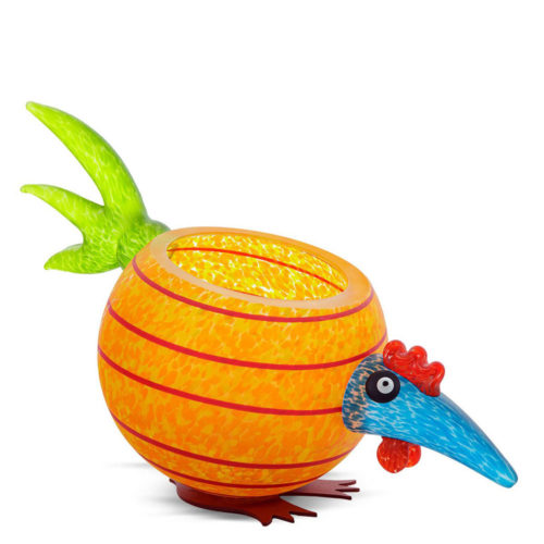“Pick Chick” Glass Bowl in Orange by Borowski Glass Studio at Art Leaders Gallery