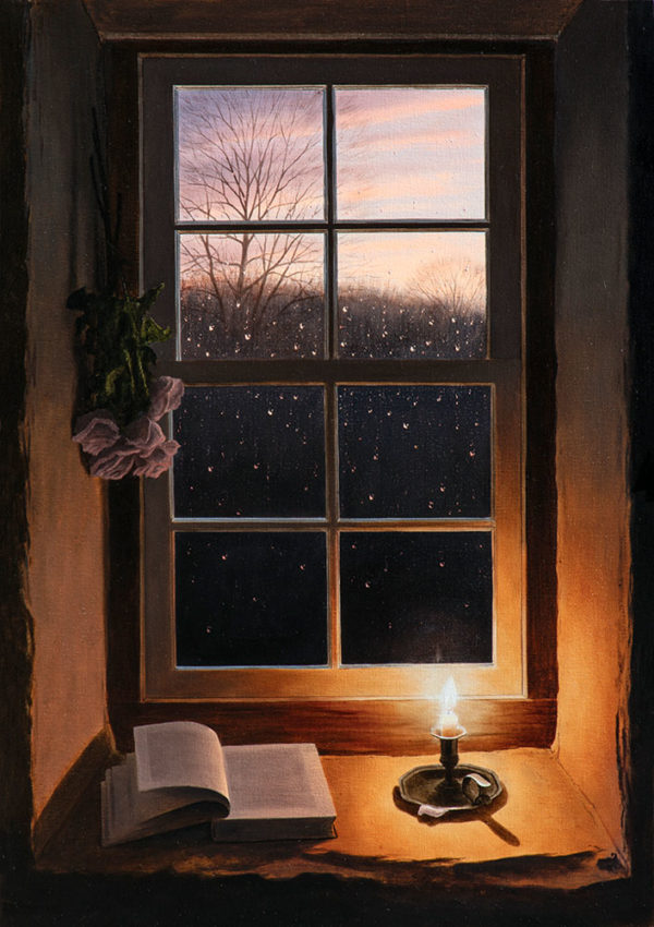 A Winter's Tale by Alexander Volkov; mountain trail lit by moonlight