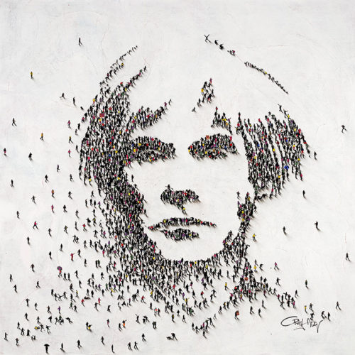 Multiple figures creating Andy Warhol