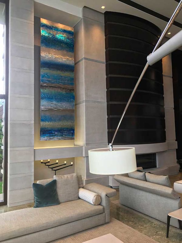Interior photo with metal wall art
