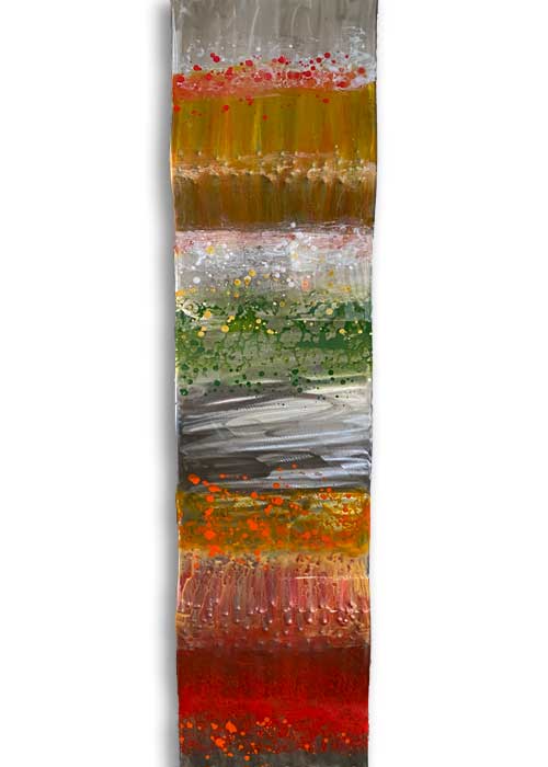 Orange, Green, Red, and Silver Copper Wall Sculpture